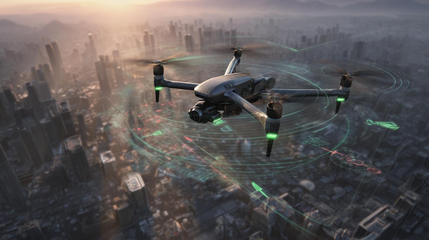 Drohne mit aktiver Hinderniserkennung erkennt Bäume und Gebäude