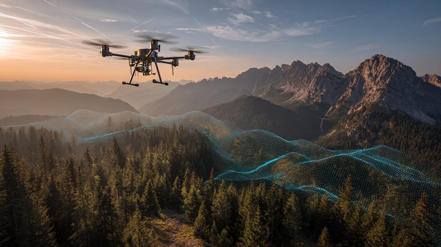 Drohnen-LiDAR: 3D-Punktwolke einer Waldlandschaft aus Laserscanning